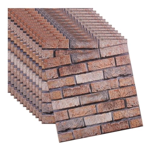 40 Stück 3D Wandpaneele Selbstklebend, 30 × 30 cm Wandverkleidung Selbstklebend aus Kunststoffplatten, wandpaneele PVC Backstein Tapete für Innenbereich, Außenbereich, Geschäftsräume von SQLJYU
