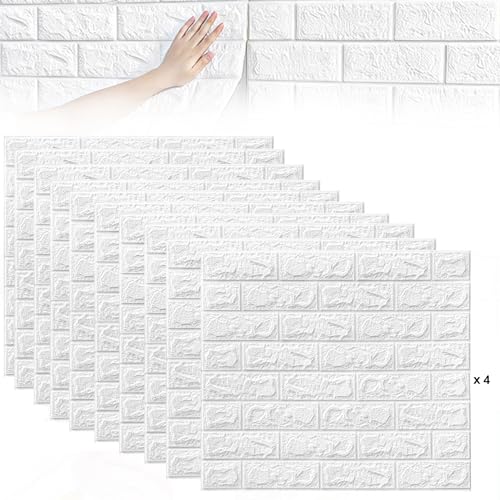 40 Stück 3D Wandpaneele Selbstklebend, 38 × 35 cm Wandverkleidung Selbstklebend aus Kunststoffplatten, wandpaneele PVC Backstein Tapete für Innenbereich, Außenbereich, Geschäftsräume von SQLJYU