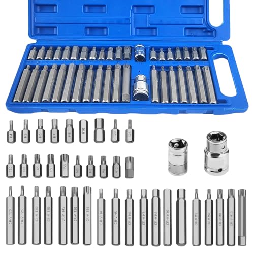 40 Stück Vielzahn Nuss Satz Vielzahn Nuss, Vielzahn Nuss Set Sechskant-Bit-SteckschlüSselsatz, Vielzahn Set für die Autoreparatur mit Koffer, Metrischem, mit Blauer Tragetasche von SQLJYU