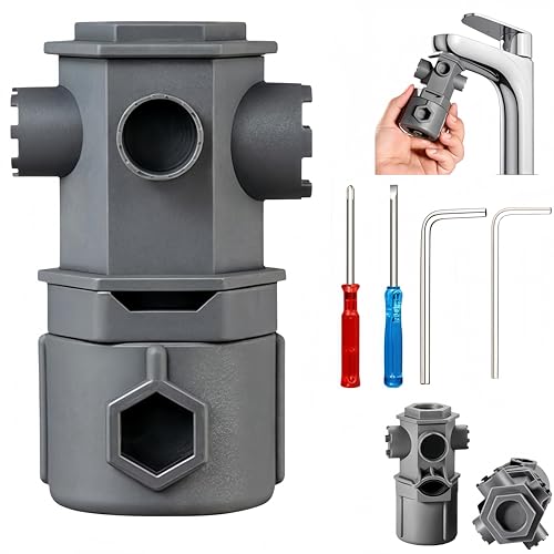 SQLJYU 16-In-1 Universal Wasserhahn Sieb Schlüssel Werkzeugsatz, Schlüssel, Wasserhahn Entkalker Aufsatz - Praktisches Multifunktionswerkzeug für Wasserhähne von SQLJYU