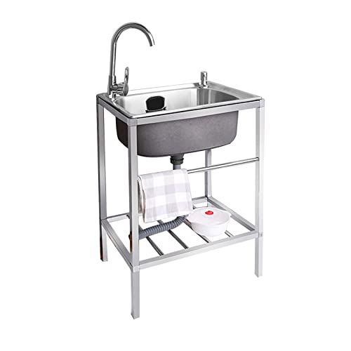 Edelstahl-Küchenspüle für den Außenbereich mit vereinfachtem Durchfluss, kompakter Arbeitstisch für Gartenarbeit, einfache Montage und Installation, perfekt für DIY-Projekte. von SQMGFA