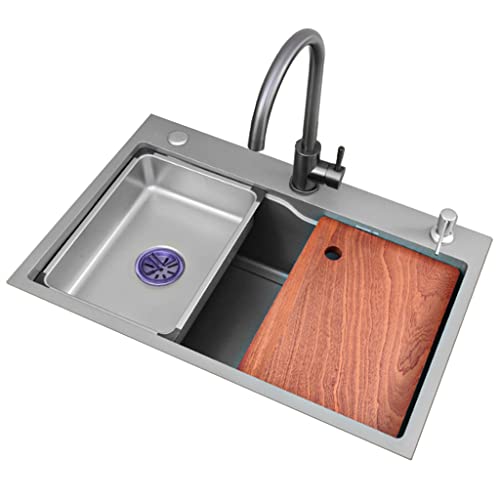 Home Décor Barspüle Edelstahl Einzelbecken Küchenspüle Drop-in oder Unterbau mit Big Bend Wasserhahn und Installationsset geeignet von SQMGFA