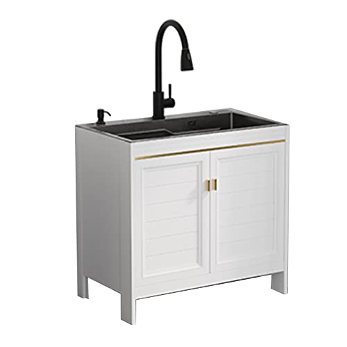 Room Utility Sink Vanity for Laundry with Cabinet Black Stainless Steel Free Standing Hand Washing Station for Kitchen Garage Basement Shop and Laundry Room 20.3 cm Size Multifunctional Sink for Room Utility Sink Vanity for Laundry with Cabinet Black Stainless Steel Free Standing Hand Washing Station for Kitchen Garage Basement Shop and Laundry Room 20.3 cm Size Multifunctional Sink for von SQMGFA