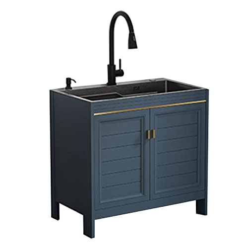 Waschtisch mit Schrank, freistehend, Edelstahl, Handwaschstation für Küche, Garage, Keller, Geschäft und Waschküche, 17,8 cm, Schwarz Waschtisch mit Schrank, freistehend, Edelstahl, Handwaschstation für Küche, Garage, Keller, Geschäft und Waschküche, 17,8 cm, Schwarz von SQMGFA