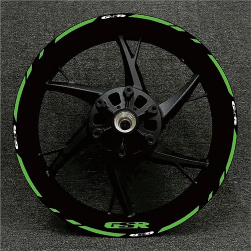 Motorrad-Felgenaufkleber, Reflektierende Felgenrandstreifen Für Suzuki GSXR GSX GSR 17 Zoll Radnabenaufkleber Felgenrandaufkleber Reflektierend Komplettset Moto(Farbe 1) von SQNYDH
