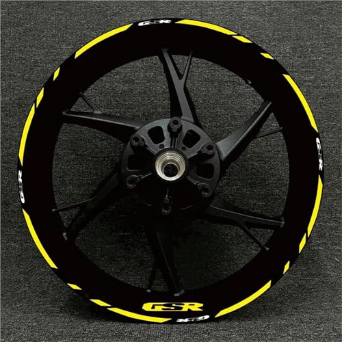 Motorrad-Felgenaufkleber, Reflektierende Felgenrandstreifen Für Suzuki GSXR GSX GSR 17 Zoll Radnabenaufkleber Felgenrandaufkleber Reflektierend Komplettset Moto(Farbe 10) von SQNYDH