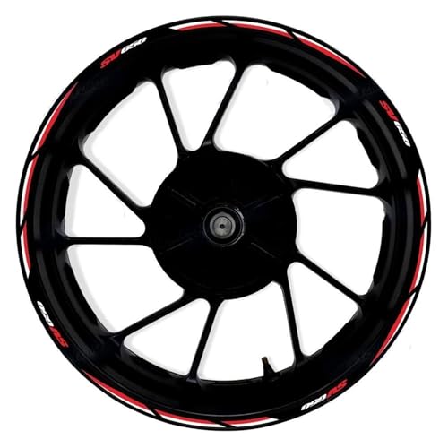 Motorrad-Radnabenaufkleber, Reflektierender Nachtstreifen Für Suzuki SV650 SV 650 17 Zoll Radnabenaufkleber Felgenrandaufkleber Reflektierend Komplettset Moto(Farbe 12) von SQNYDH
