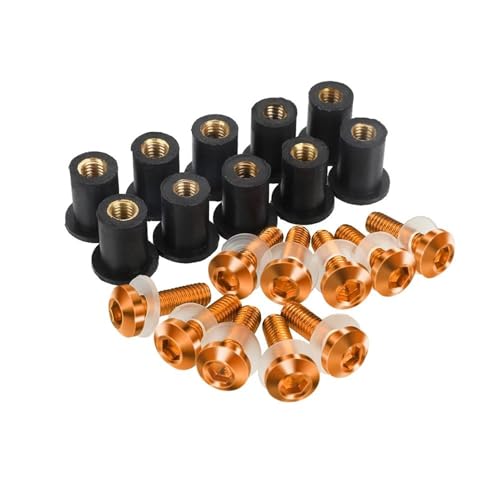 SQNYDH Befestigung Verkleidung Windschutzscheibenschraube, Unterlegscheibe Und Mutter Für Aprilia Mana 850 GT RS 50 RS 125 RS50 RS125 Replica RS4 125 RSV4, 5 Mm Schraubensatz Motorrad(Orange) von SQNYDH