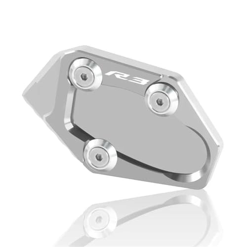 SQNYDH Kickstand-Trägerplatte Motorrad-Seitenständer-Auflage Für Yamaha MT-03 YZF-R3 Mt-03 YZF R3 Seitenständer-Verlängerungsplatte Seitenständer-Verlängerungspad(Silber) von SQNYDH