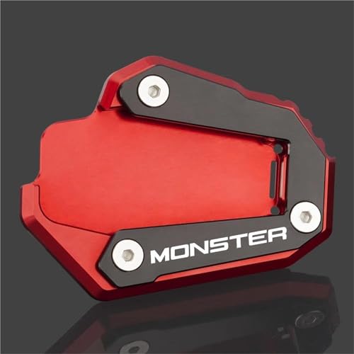 SQNYDH Kickstand-Trägerplatte Motorrad Seitenständer Pad Für Ducati Monster 937 2021 2022 Kickstand Verlängerung Platte Unterstützung Fuß Seitenständer Pad Seitenständer-Verlängerungspad(Rot) von SQNYDH