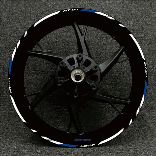 SQNYDH Motorrad-Felgenaufkleber, Reflektierende Felgenaufkleber Für Yamaha MT-07 MT07 MT 07 2020 2021 17 Zoll Nadelstreifen-Aufkleber Felgenrandaufkleber Reflektierend Komplettset Moto(Farbe 6) von SQNYDH