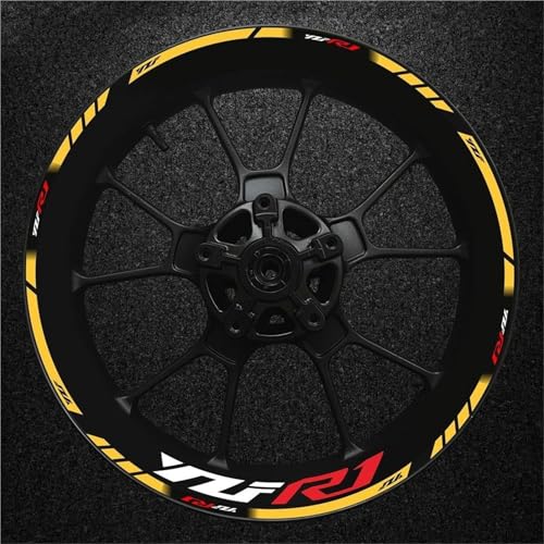 SQNYDH Motorrad-Felgenaufkleber Für Yamaha YZF R1 Felgenrandaufkleber Reflektierend Komplettset Moto(Farbe 1) von SQNYDH