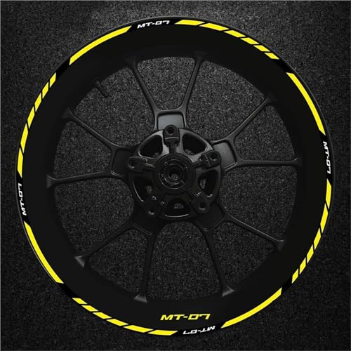 SQNYDH Motorrad-Felgenband-Aufkleber Für Yamaha MT-07 MT 07 MT07, Streifenfolie, Reflektierende Felgenaufkleber, Papieraufkleber Felgenrandaufkleber Reflektierend Komplettset Moto(Farbe 25) von SQNYDH