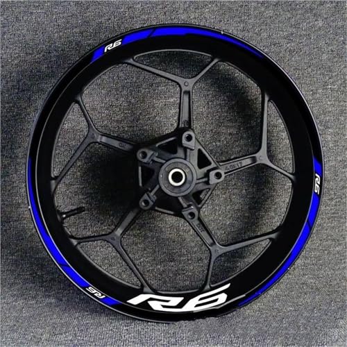 SQNYDH Motorrad-Felgenband-Aufkleber Für Yamaha YZF R6 YZF-R6 YZFR6, Reflektierende Felgenstreifen, Papieraufkleber Felgenrandaufkleber Reflektierend Komplettset Moto(Farbe 1) von SQNYDH