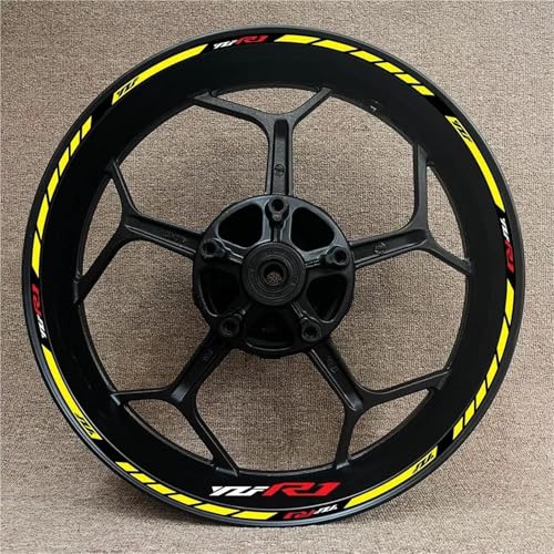 SQNYDH Motorrad-Felgenband-Aufkleber Für Yamaha YZFR1 YZF R1 YZF-R1, Streifenfolie, Reflektierende Felgenaufkleber, Papieraufkleber Felgenrandaufkleber Reflektierend Komplettset Moto(Farbe 15) von SQNYDH