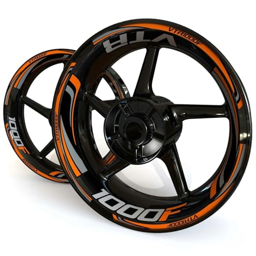 SQNYDH Motorrad-Felgenrandaufkleber Für HO&NDA VTR1000F VTR 1000 F 1000F, Regenfeste Felgenband-Aufkleber Felgenrandaufkleber Reflektierend Komplettset Moto(Farbe 1) von SQNYDH