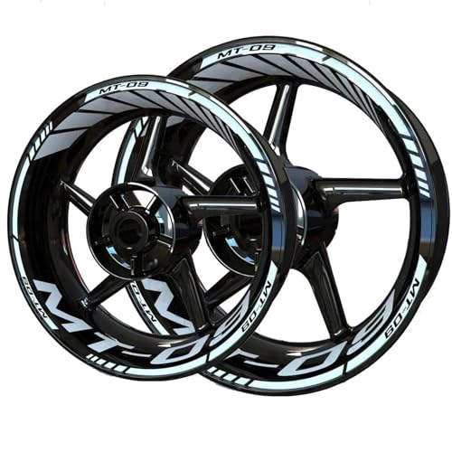 SQNYDH Reflektierender Motorrad-Radnabenaufkleber Mit Nachtstreifen Für Yamaha MT-09 MT 09 MT09 Radnabenaufkleber Felgenrandaufkleber Reflektierend Komplettset Moto(Farbe 5) von SQNYDH