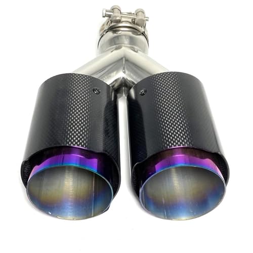 SQOFHFB Auto-Endrohre 1 Stück Doppel-Auspuffrohr Endrohr Glänzende Kohlefaser Lila Rohr Doppel-Auspuffspitzen Schalldämpfer Auspuffblende(ID 76MM-OD 76MM) von SQOFHFB