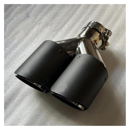 SQOFHFB Auto-Endrohre 1 Stück Doppel-Auspuffspitze Matt Kohlefaser Doppel-Auspuffrohr Endrohr Für Universal Auspuffblende(ID 70MM-OD 89MM) von SQOFHFB