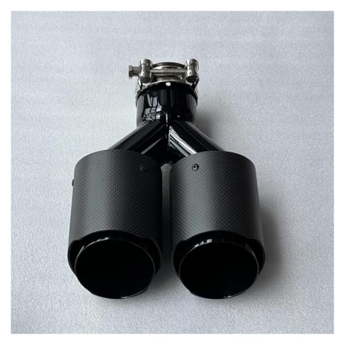 SQOFHFB Auto-Endrohre 1 Stück Dual Black Auspuffspitze Matte Carbon Fiber Doppelendrohr Auspuffrohr Schwanz Universal Auspuffblende(ID 63MM-OD 114MM) von SQOFHFB