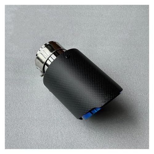 SQOFHFB Auto-Endrohre 1 Stück Einzelne Auspuffspitzen Blaues Rohr Mattes Kohlefaser-Endrohr Schalldämpfer Endrohr Auspuffblende(ID 70MM-OD 76MM) von SQOFHFB
