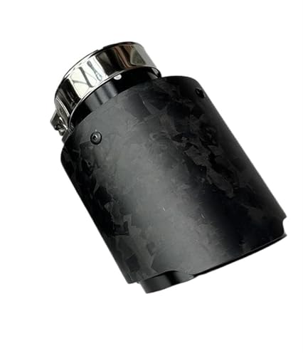 SQOFHFB Auto-Endrohre 1 Stück Einzelne Auspuffspitzen Schwarze Edelstahlrohre Matt Geschmiedete Kohlefaser-Schalldämpfer-Endrohre Universal Auspuffblende(ID 60MM-OD 114MM) von SQOFHFB