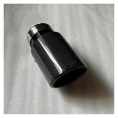 SQOFHFB Auto-Endrohre 1 Stück Einzelne Auspuffspitzen Schwarze Rohrrolle Glänzendes Kohlefaser-Endschalldämpfer-Endrohr Für Alle Autos Auspuffblende(ID 48MM-OD 76MM) von SQOFHFB
