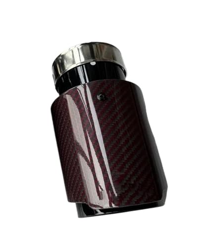 SQOFHFB Auto-Endrohre 1 Stück Einzelne Auspuffspitzen Schwarzes Rohr Glänzendes Rotes Kohlefaser-Endschalldämpfer-Endrohr Für Universal Auspuffblende(ID 76MM-OD 101MM) von SQOFHFB