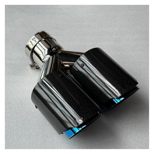 SQOFHFB Auto-Endrohre 1 Stück Glänzende Kohlefaser-Doppel-Auspuffrohr-Endrohr-Auspuff-Schalldämpfer-Spitze Für Universal Auspuffblende(ID 60MM-OD 114MM) von SQOFHFB