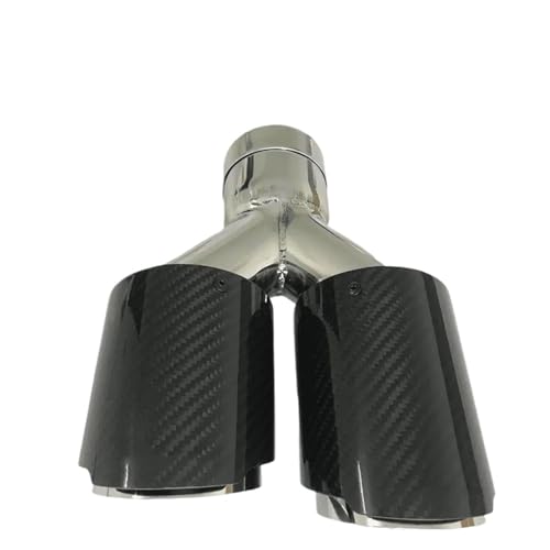 SQOFHFB Auto-Endrohre 1 Stück Universal Carbon Fiber Tail Throat Schalldämpfer Länge Brünieren Y-förmig Double Out Twill Glänzend Auspuffblende(51mm-101mm-Left) von SQOFHFB