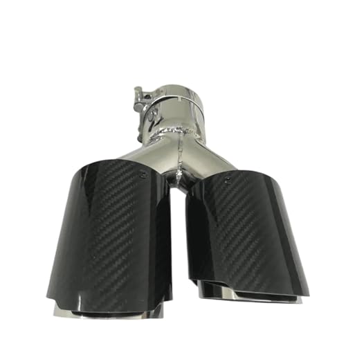SQOFHFB Auto-Endrohre 1 Stück Universal Carbon Fiber Tail Throat Schalldämpfer Länge Brünieren Y-förmig Double Out Twill Glänzend Auspuffblende(76.2mm-101mm-Right) von SQOFHFB