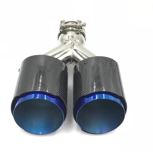 SQOFHFB Auto-Endrohre 1PCS Universal Glossy Blue End Auto MODIFIDE SCHALLDÄMPFER Rohr Carbon Faser + Edelstahl Auspuff Spitze Auspuffblende(51MM IN-89MM Out) von SQOFHFB