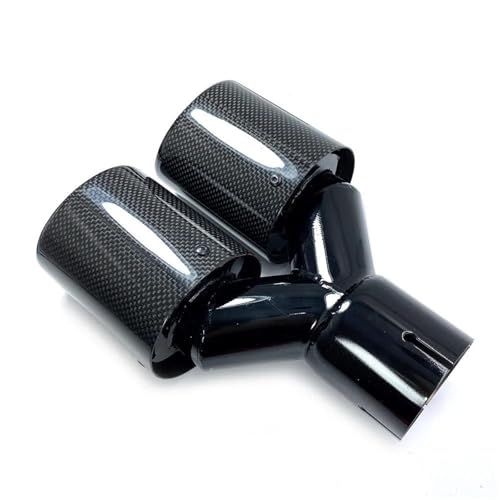 SQOFHFB Auto-Endrohre 1Pcs Auto Modifikation Universal Dual Glänzend Schwarz Auspuffrohr Schalldämpfer Rohr Carbon Faser Auspuff Spitze Auspuffblende(80MM IN-101MM Out) von SQOFHFB