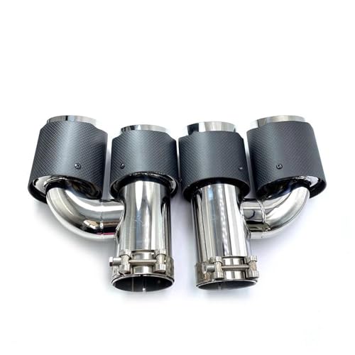 SQOFHFB Auto-Endrohre 2 Stück H-Rohr-Doppelauspuff-Endrohre Universelle Carbonfaser-Edelstahl-Auspuffrohre Mit Doppeltem Ausgang Auspuffblende(ID 70MM-OD 89MM) von SQOFHFB