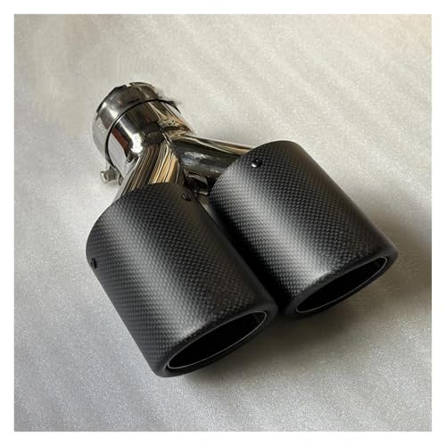 SQOFHFB Auto-Endrohre Doppelte Auspuffspitzen Matte Kohlefaser-Edelstahl-Doppelauspuffendrohr-Auspuffschalldämpferspitze Auspuffblende(ID 73MM-OD 101MM) von SQOFHFB