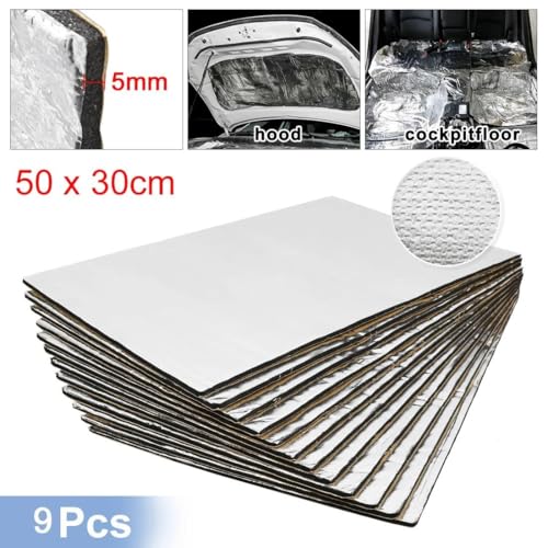 Insulation Pad 9/12/18/27 stücke 50cm * 30cm Auto Schallschutz Deadener Matte Wärme Noise Isolierung Trittschalldämmung Für Haube Motor Aufkleber Hitzeschild(G) von SQOFJDF