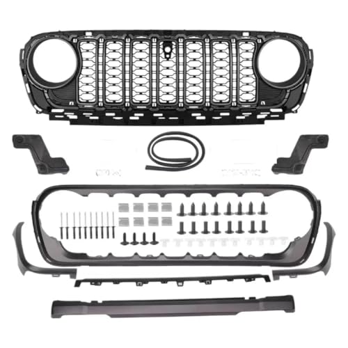 SQOFJDF Kühlergrill Für Jeep Für Wrangler JL Für Gladiator 2018-2024 Stil Kühlergrill Mesh Kühlergrill Abdeckung Racing Grills Design Gitter(Mit Loch) von SQOFJDF