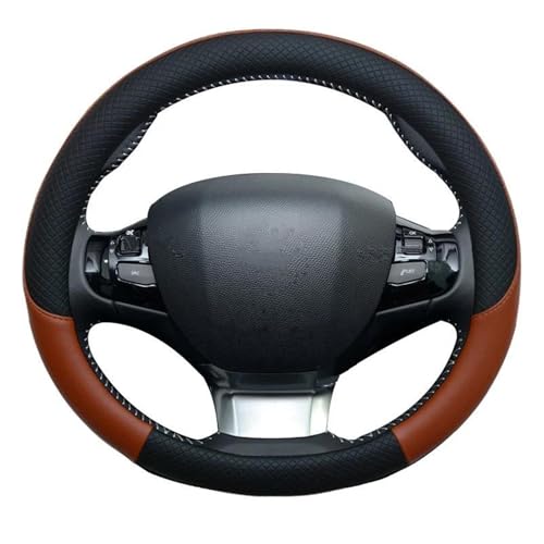 SQOFJDF Lenkradbezug Für Peugeot 308 2014-2020 II T9 308 SW 308 308 CC Autolenkradabdeckung Kariert Rutschfestes Autoinnenzubehör Lenkradbezug Auto(Braun) von SQOFJDF