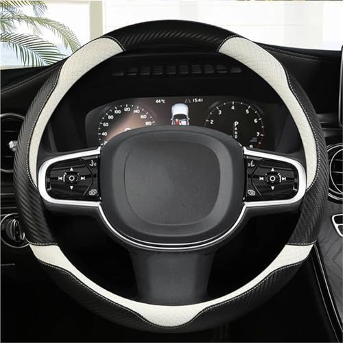 SQOFJDF Lenkradbezug rutschfeste Autolenkradabdeckung Aus Kohlefaserleder Für Volvo XC40 XC60 XC90 V40 S90 S80 S60 S40 Autoinnenausstattung Lenkradbezug Auto(Weiss) von SQOFJDF