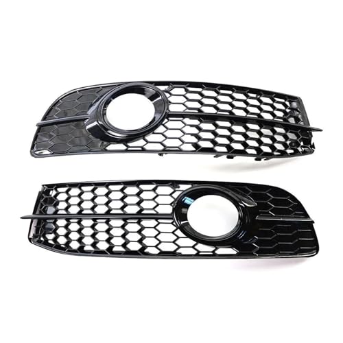 Frontstoßstangengitter Auto Front Stoßstange Nebel Licht Lampe Kühlergrill Grill Abdeckung HONEYCOMB HEX Fit Für A6 C6 2008-2011 4F0807681Q01C 4F0807681Q02C Auto Kühlergrill(Glänzend schwarz) von SQOFJGIGN