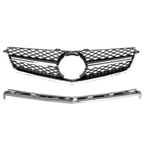 SQOFJGIGN Frontstoßstangengitter Auto Frontstoßstangengrill Racing Grill Für Mercedes Für Benz Für C-Klasse W204 C63 Für AMG 2008 2009 2010 2011 Auto Kühlergrill(Silber) von SQOFJGIGN