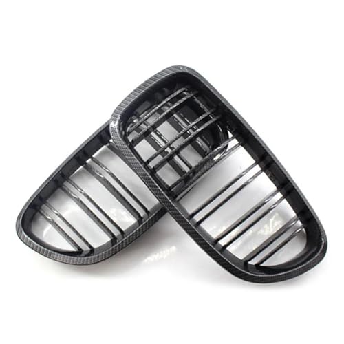 SQOFJGIGN Frontstoßstangengitter Auto Glänzend Schwarz Nierengrill Dual Lamellen Racing Grill Für 5er F10 F11 F18 520d 530d 540i 2010–2017 Ersatzteil Auto Kühlergrill(Double Line Carbon) von SQOFJGIGN