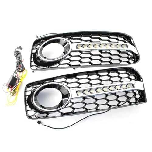 SQOFJGIGN Frontstoßstangengitter Auto Links Rechts Stoßstange Nebel Licht Unteren Kühlergrill Grill Abdeckung Honeycomb Hex Mit DRL Lampen Für A5 S5 B8 RS5 2008-2012 Auto Kühlergrill von SQOFJGIGN