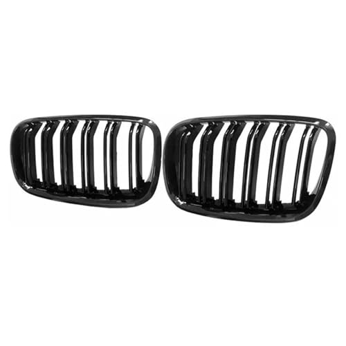 SQOFJGIGN Frontstoßstangengitter Auto Stoßstange Niere Kühlergrill Vorne Grill Doppel Lamellen Gitter Für X5 X6 E70 E71 2008-2013 Auto Grill Glanz Schwarz Racing Grills Auto Kühlergrill von SQOFJGIGN