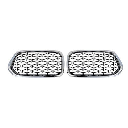 SQOFJGIGN Frontstoßstangengitter Diamant Auto Front Stoßstange Nieren Grille Racing Grill Für X2 F39 2018-2022 Glanz Schwarz Gitter Grills Trim Zubehör Auto Kühlergrill(Silber) von SQOFJGIGN