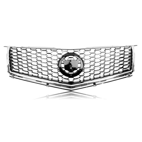 SQOFJGIGN Frontstoßstangengitter Frontgrill Racing Grill Für Cadillac Für SRX 2010 2011 2012 2013 2014 2015 2016 Schwarz/Silber Obere Stoßstange Haube Kühler Mesh Grid Auto Kühlergrill(Silber) von SQOFJGIGN