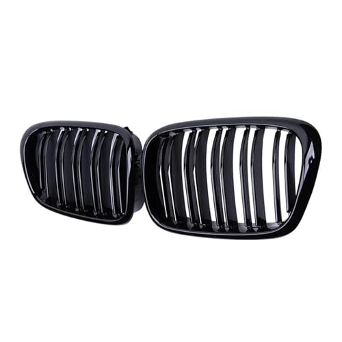 SQOFJGIGN Frontstoßstangengitter Glänzend Schwarze Auto-Frontstoßstangenhaube Nieren-Racing-Grill Doppellamellengitter Für E39 5er 525 528 1999–2003, Zubehör Auto Kühlergrill von SQOFJGIGN