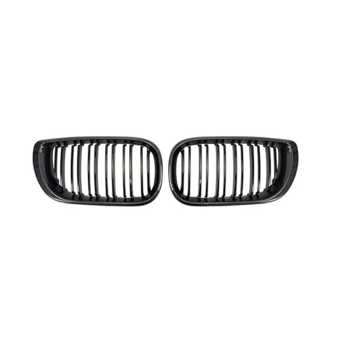 SQOFJGIGN Frontstoßstangengitter Karbonfaser-Nierengrills Racing-Grill Auto-Frontstoßstangengitter Für E46 3er-Serie 2002–2005 4-Türer Dual Line Auto Kühlergrill(Kohlenstoff-Look) von SQOFJGIGN