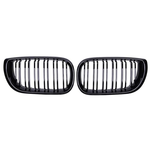 SQOFJGIGN Frontstoßstangengitter Karbonfaser-Nierengrills Racing-Grill Auto-Frontstoßstangengitter Für E46 3er-Serie 2002–2005 4-Türer Dual Line Auto Kühlergrill(Schwarz glänzend) von SQOFJGIGN