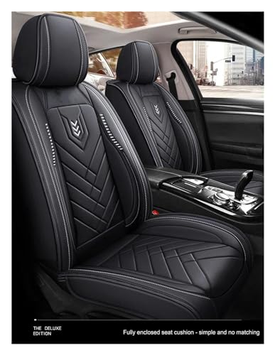 SQOFJGIGN Komplettset Autositzschoner 5-Sitzer-Autositzbezug Universal-Sitzpolster Vollständig Geschlossener Ledersitzbezug Four Seasons Mehrfarbig Optional Schonbezug Set(Schwarz) von SQOFJGIGN